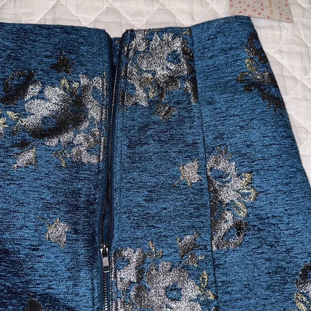 NWT Free People Blue & Silver mini skirt, size 6